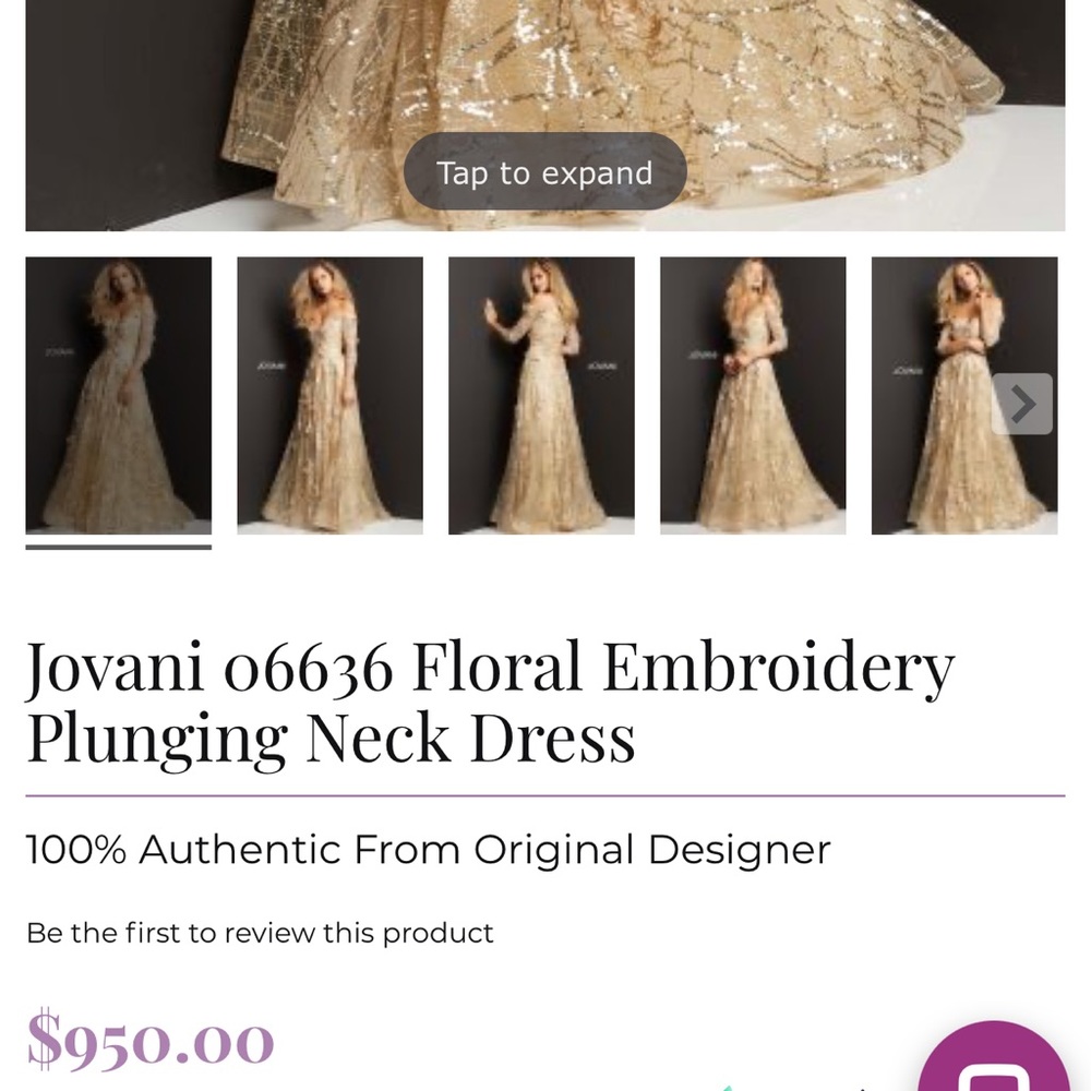 Jovani 06636 Floral Embroidery
Plunging Neck Dress - Picture 3 of 7